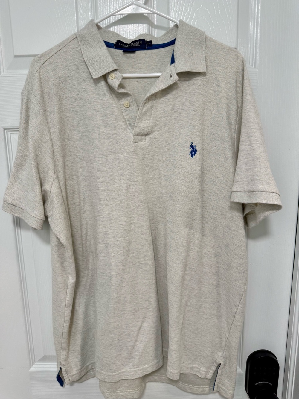 U.S. Polo Assn. Men's Light Cream Polo with Blue Pony Logo